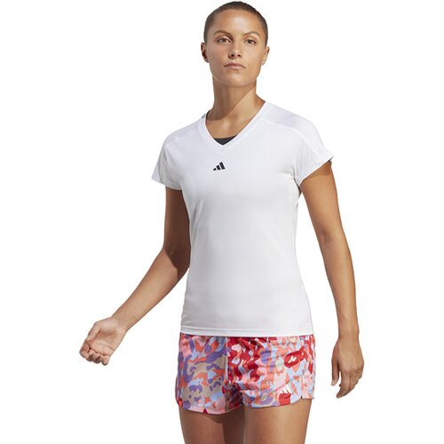 DAMEN SHIRT AEROREADY TRAIN ESSENTIALS MINIMAL BRANDING V-NECK