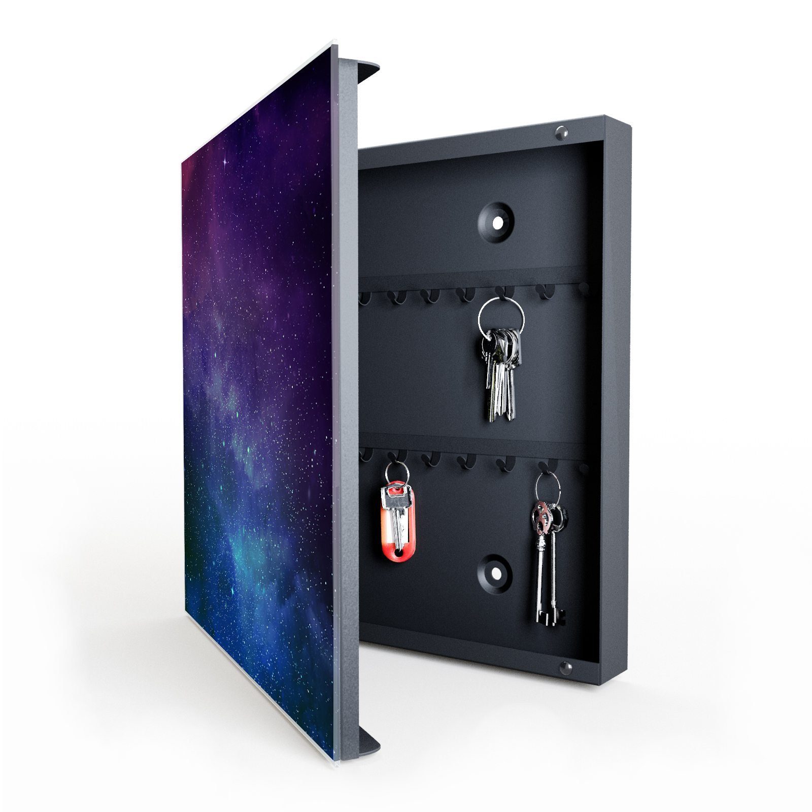 Primedeco Schlüsselkasten Magnetpinnwand mit Glasfront Universum mit Sternen (1 St)