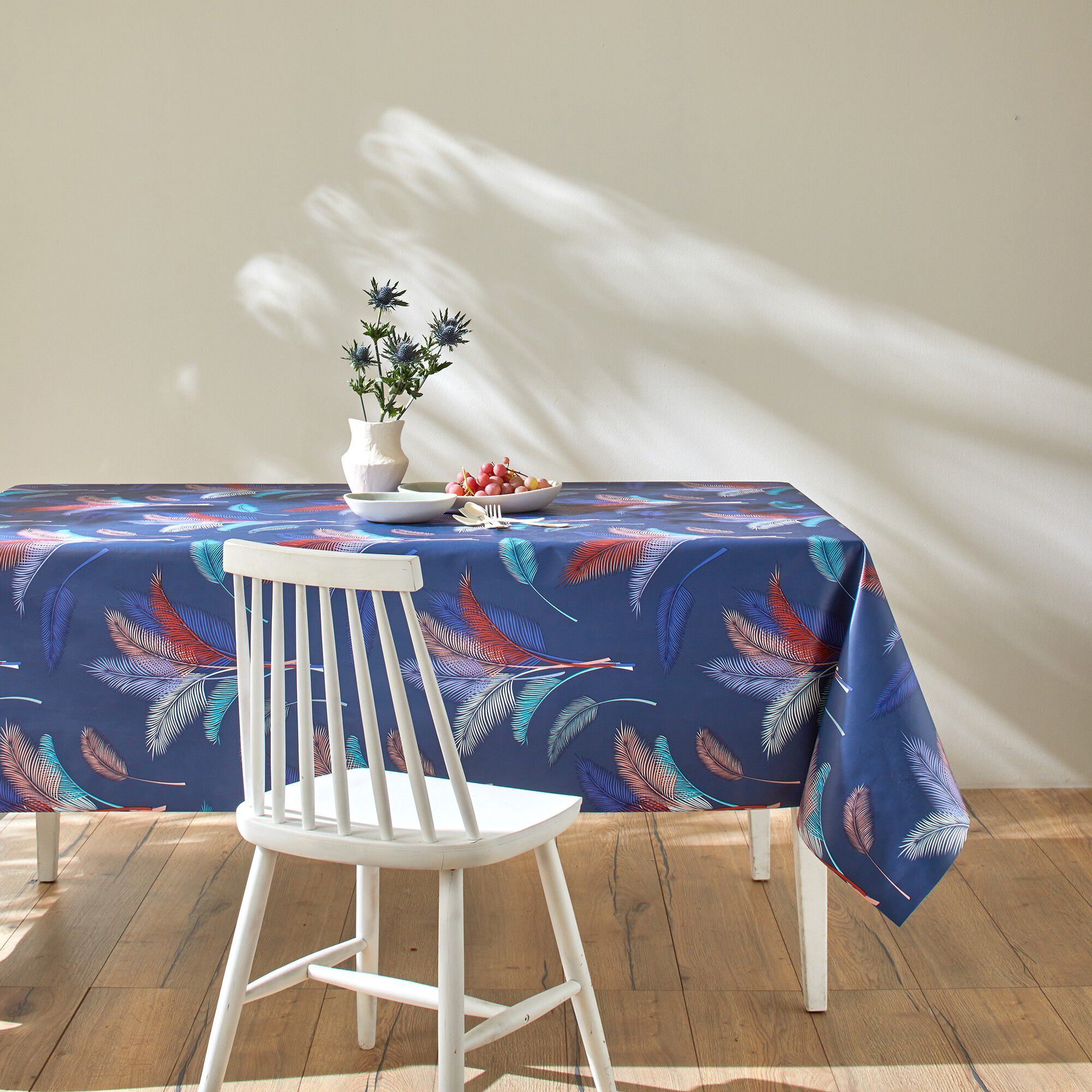 Nappe toile cirée imprimé fleurs pampa