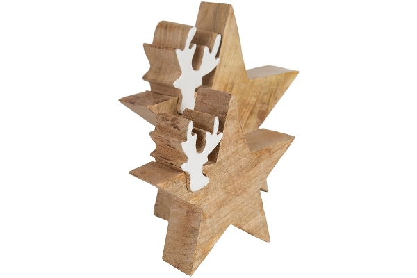 MyFlair Deko Puzzle Star mit Renntier, 2-er Set