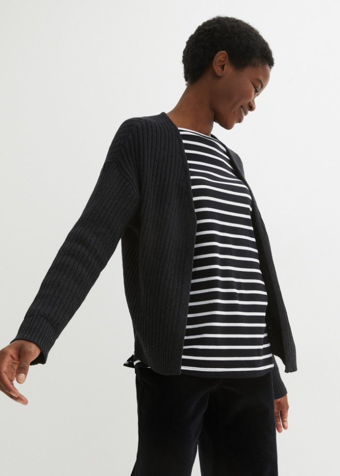 Offene Strickjacke, verkürzt