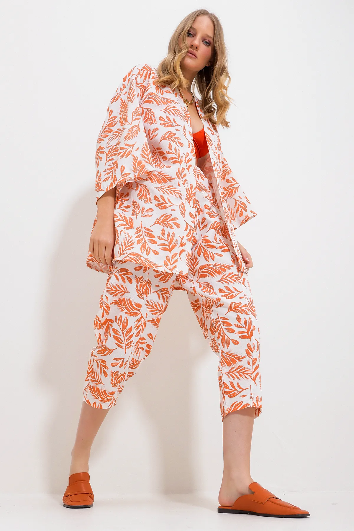 Trend Alaçatı Stili  Zweiteiler - Orange - Regular Fit