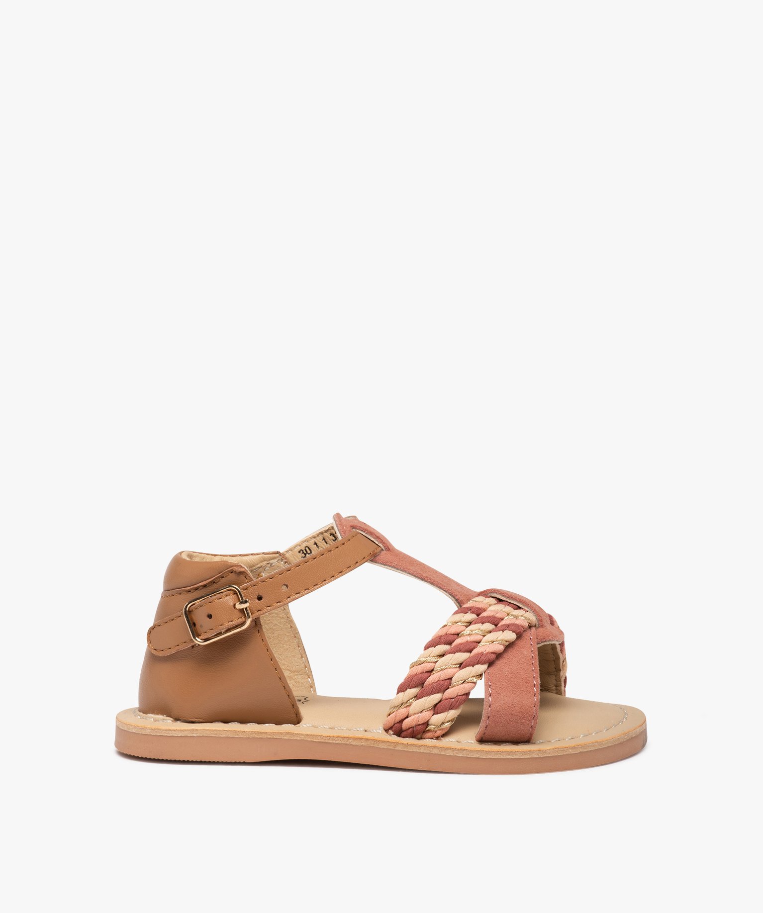 Sandales bébé fille en cuir à brides tressées – NA! rose | GEMO