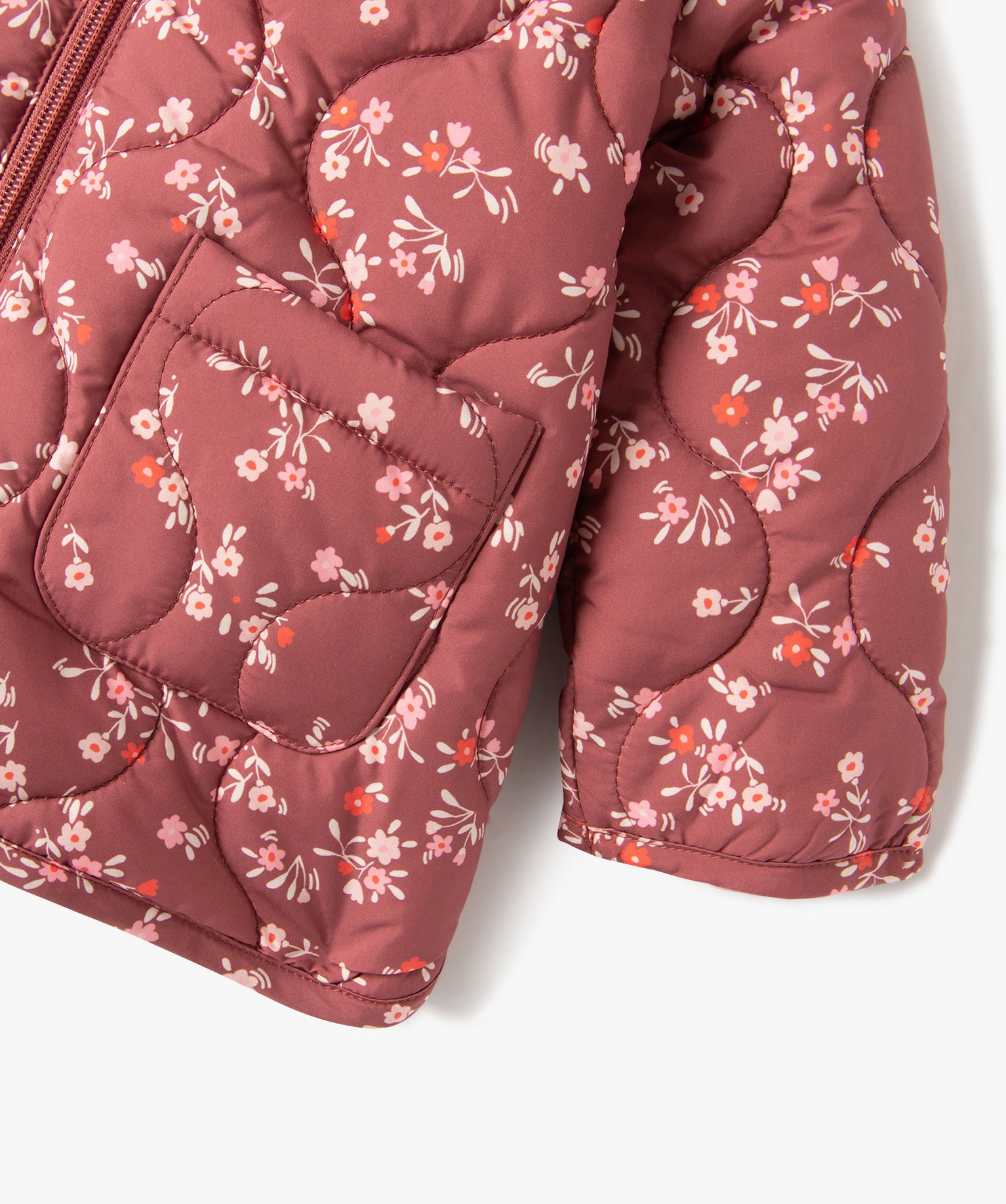 Blouson bébé fille matelassé à capuche rose fonce | GEMO
