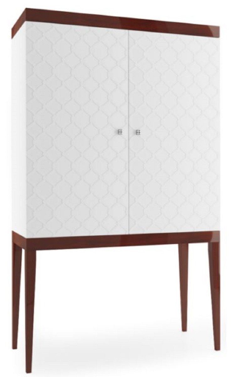 Casa Padrino Barschrank Luxus Barschrank mit 2 Türen Weiß / Hochglanz Braun 111,2 x 45 x H. 185 cm - Luxus Kollektion