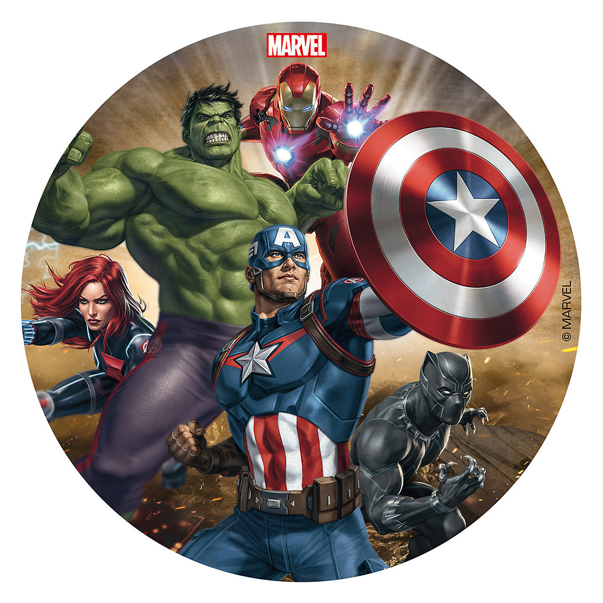 Essbare Tortenaufleger Avengers Hulk Captain America 16cm