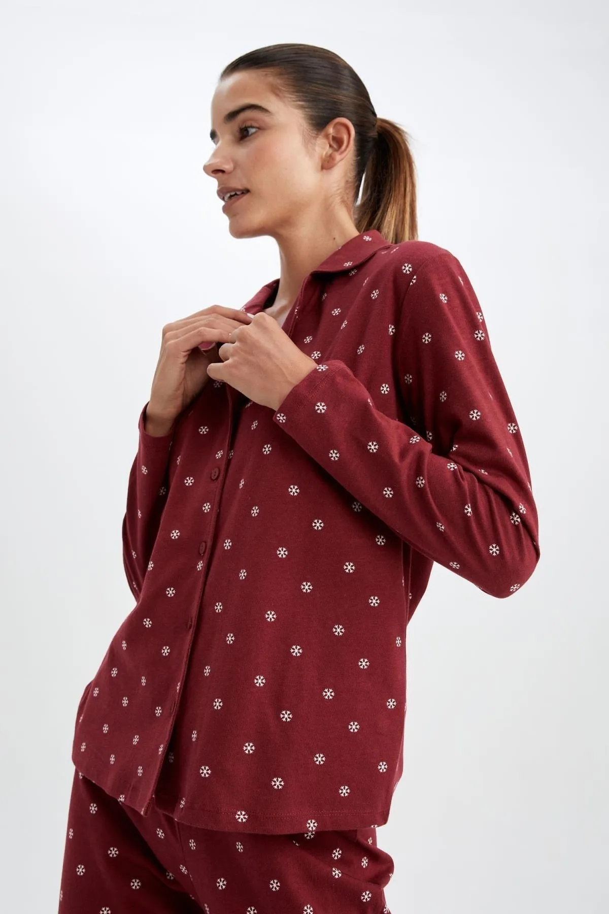 DeFacto  Langarm-Pyjama zum Verlieben im neuen Jahr, Oberteil aus 100 % Baumwolle