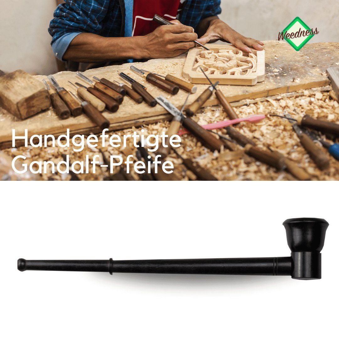 Weedness Handpfeife Weedness Gandalf-Pfeife aus Ebenholz Handgeschnitzt Holzpfeife Set, (1-St)