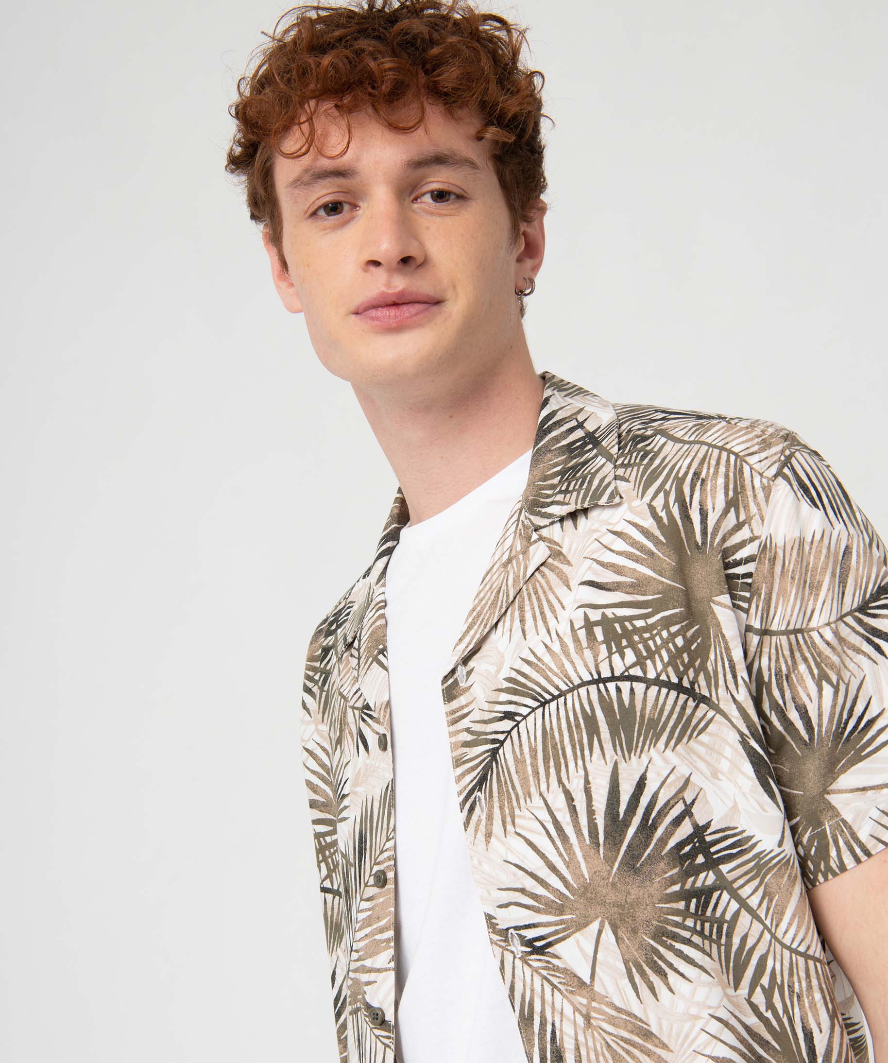 Chemise homme à manches courtes en viscose fluide imprimée imprime | GEMO