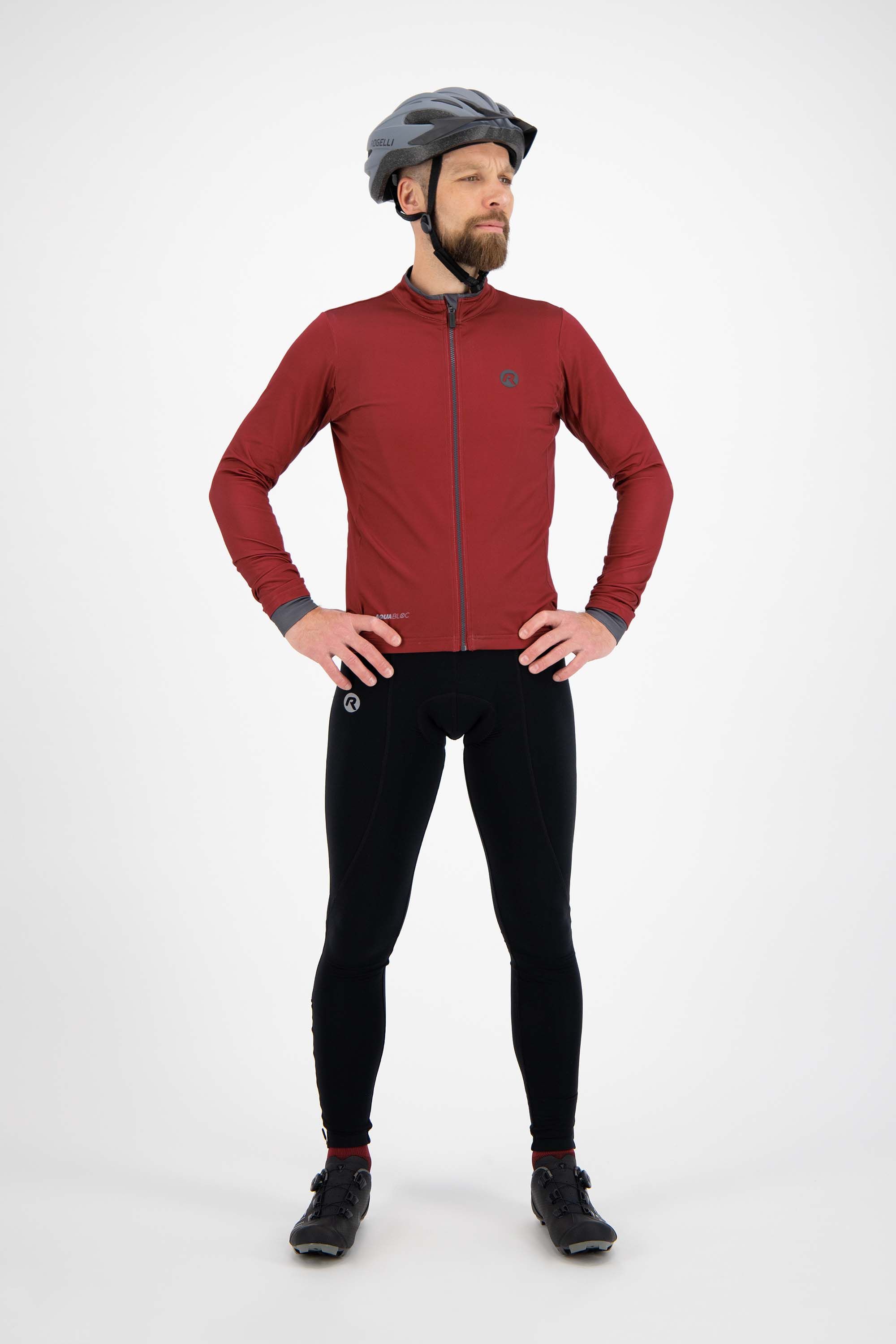 Rogelli Essential Bordeaux Herren Langarm-Radtrikot