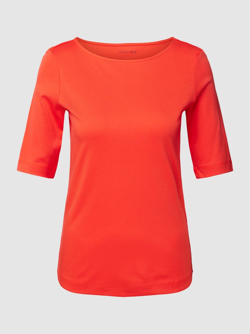 T-Shirt aus Baumwolle mit U-Boot-Ausschnitt in rot