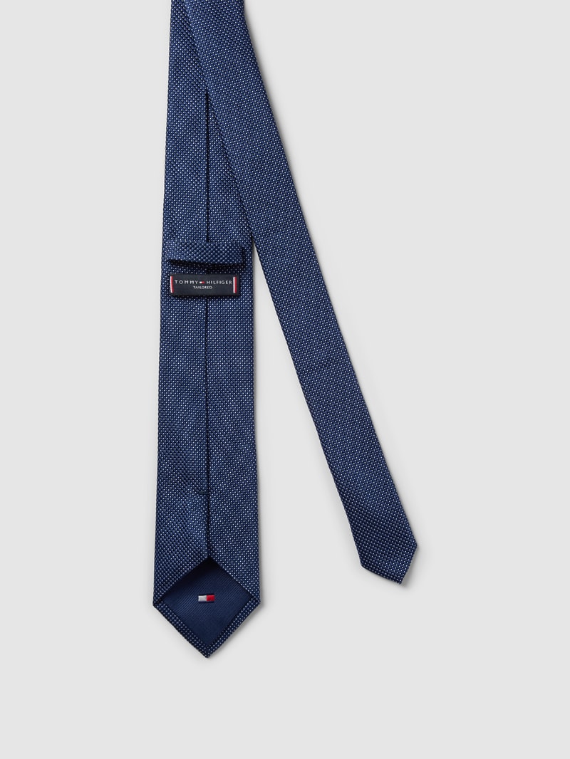 Seidenkrawatte mit Label-Detail Modell 'WOVEN' in marineblau
