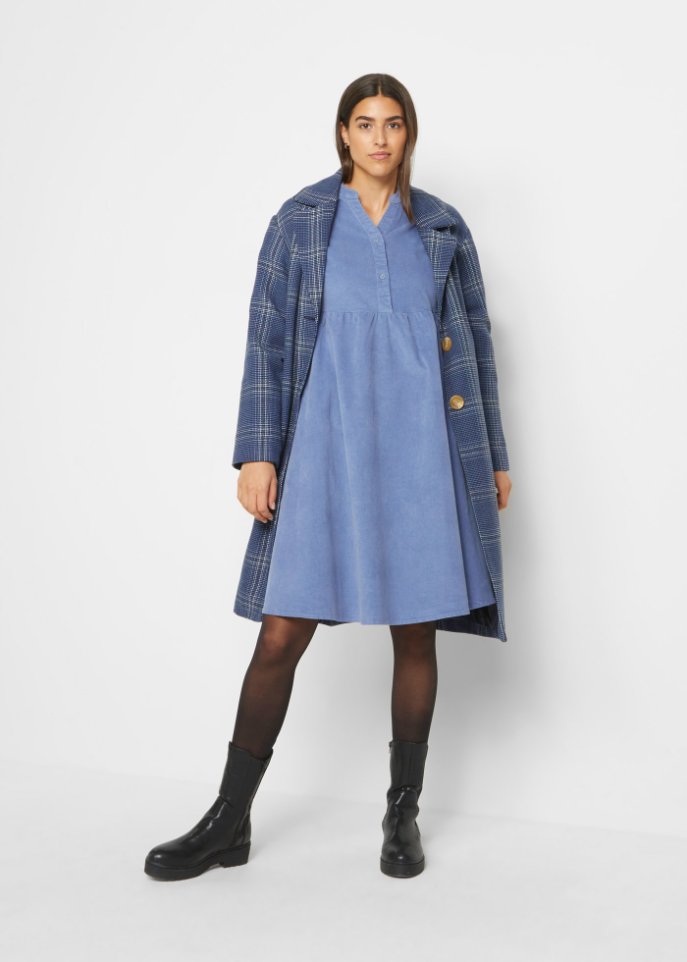 Baumwoll-Cord-Kleid mit Taschen in A-Line, knieumspielend