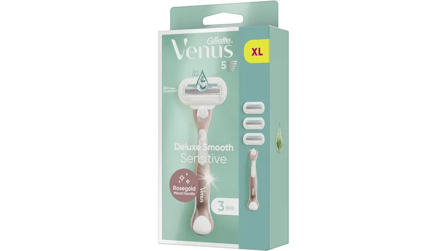 Gillette Venus Klingen + Rasierer Deluxe Smooth Sensitive Rosegold
