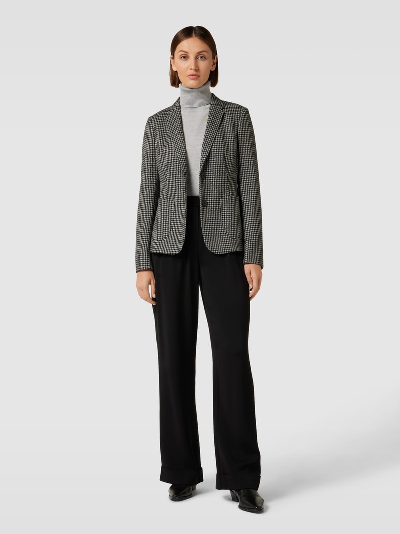 Blazer mit Hahnentrittmuster in schwarz