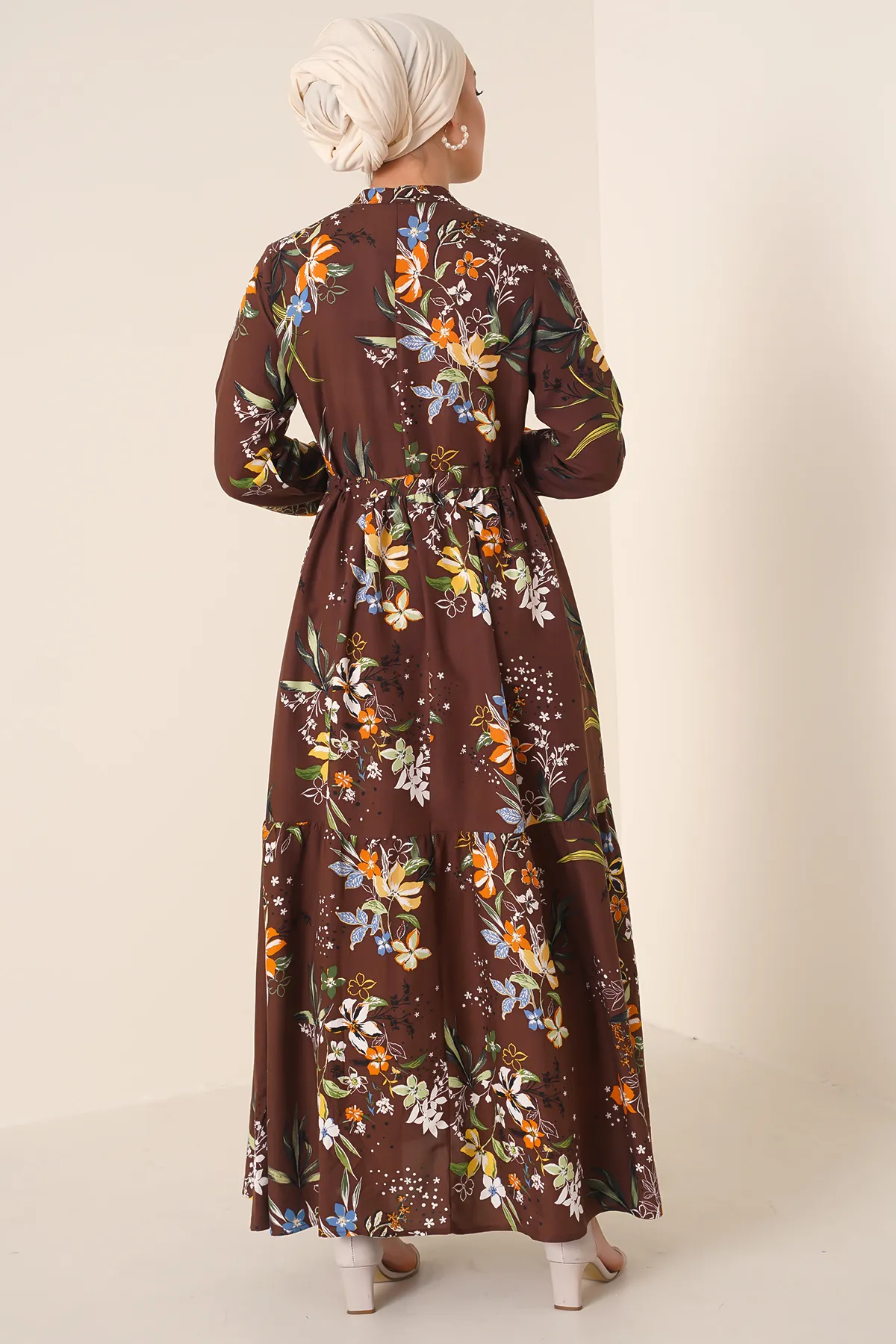 Bigdart  2144 Hijab-Kleid mit Richterkragen – Braun