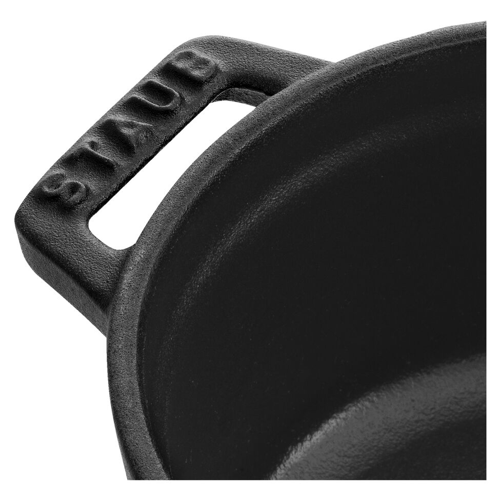 Cocotte 12 cm, rund, Schwarz, Gusseisen