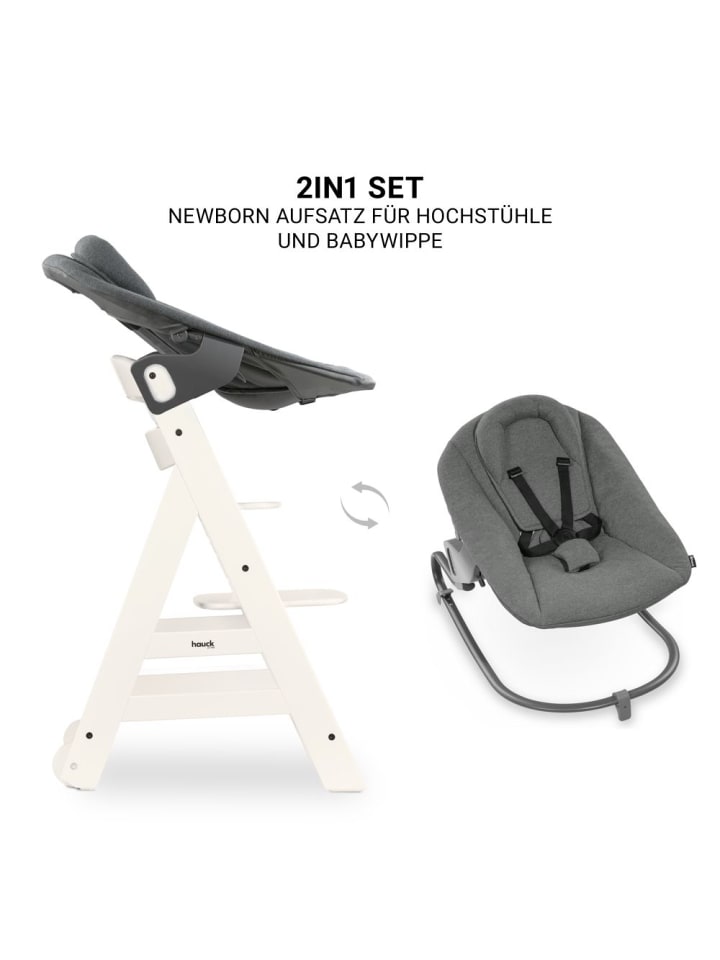 Hauck Beta Plus White 5-tlg. Newborn Set - Hochstuhl   2in1 in weiss,grau günstig kaufen onesize