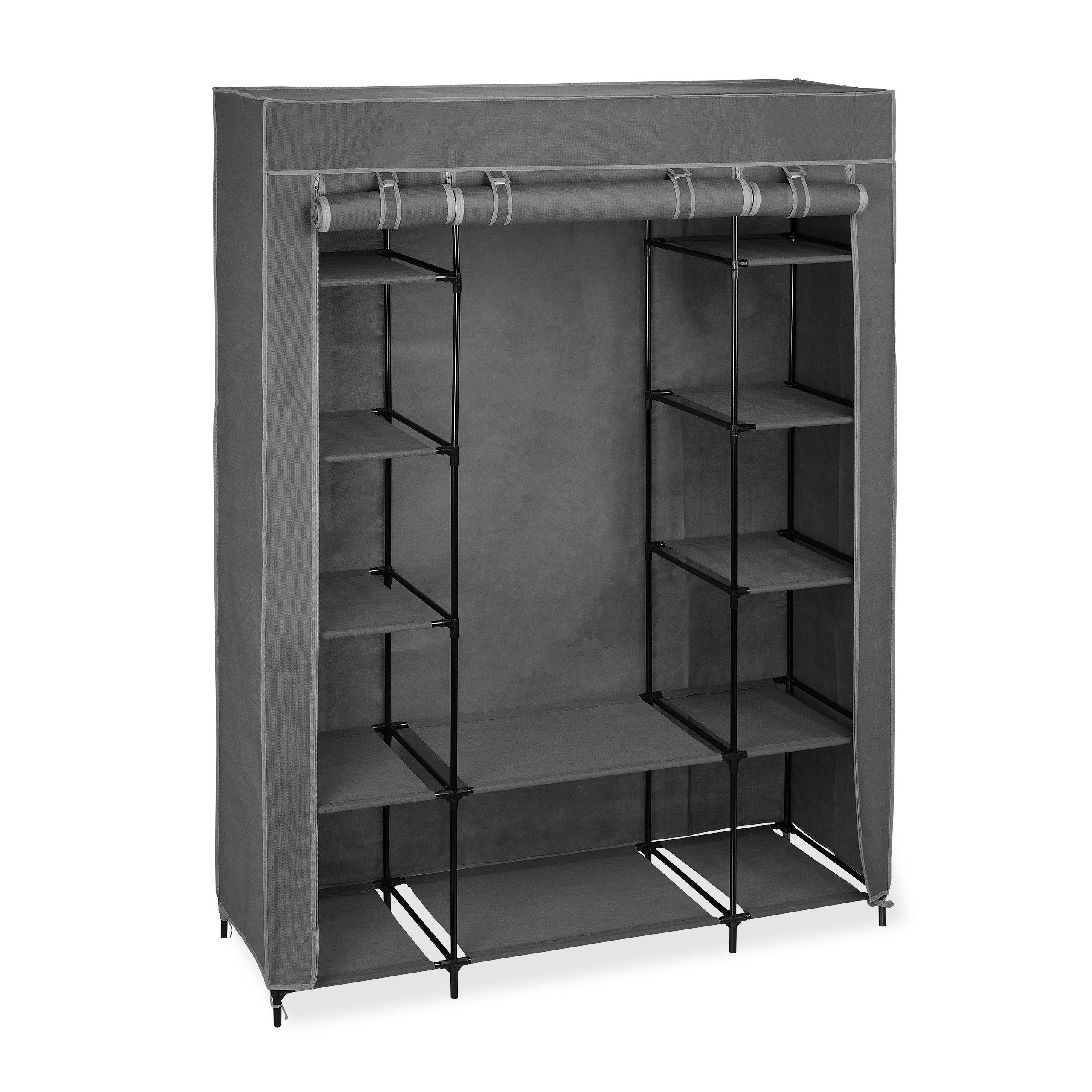 relaxdays Stoffschrank XXL Stoffschrank Anthrazit