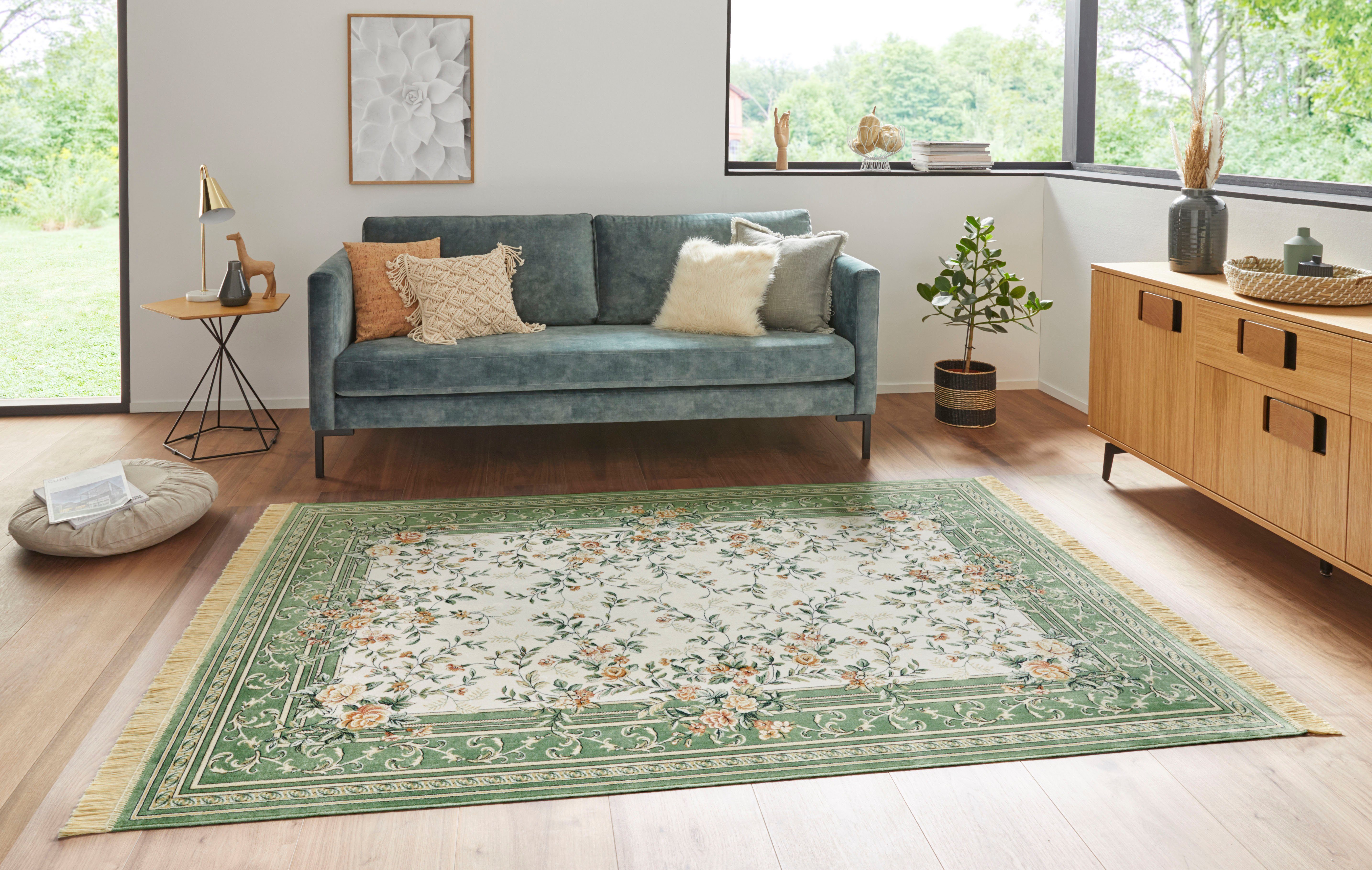 Teppich Antik Flowers, NOURISTAN, rechteckig, Höhe: 5 mm, Orientalisch mit Fransen, Orient, Wohnzimmer, Schlafzimmer, Esszimmer
