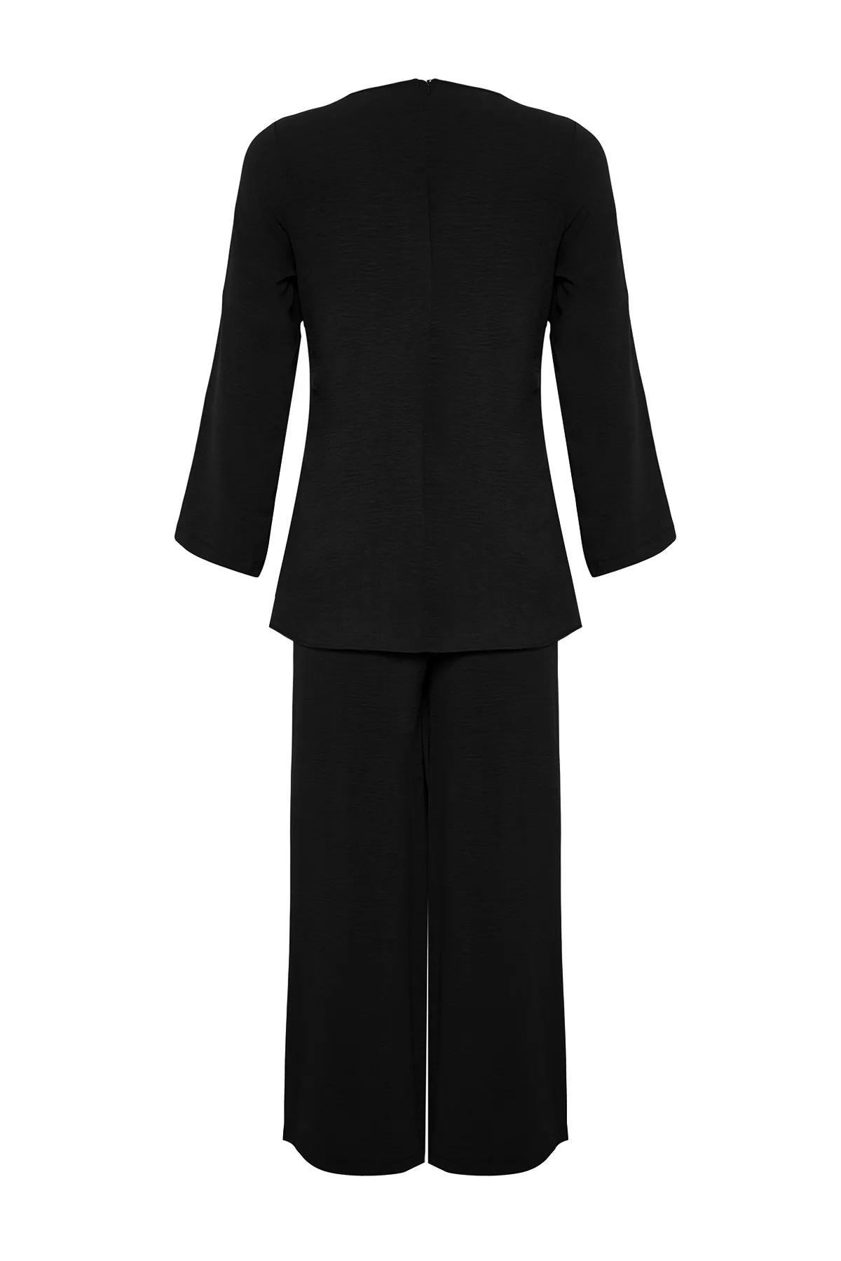 Trendyol Modest  Schwarzes Aerobin-Tunika-Set mit Kordelzug, Hose, gewebtem Unterteil und Oberteil TCTSS24US00009
