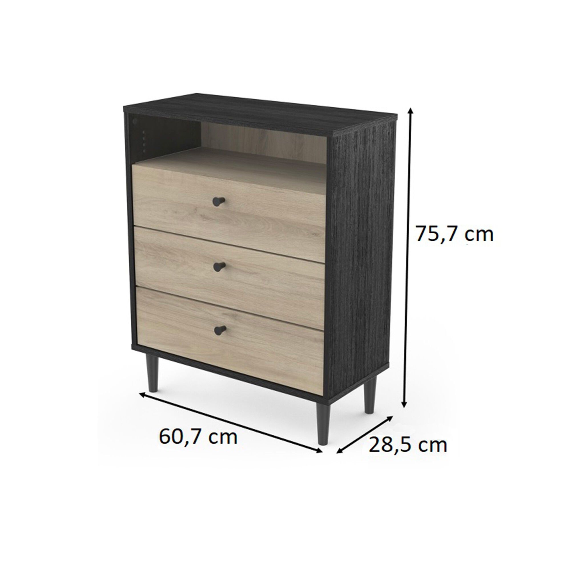 Commode HAMFIELD 3 tiroirs, 1 niche