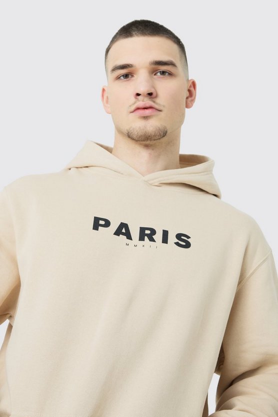 Tall Hoodie mit Paris-Print