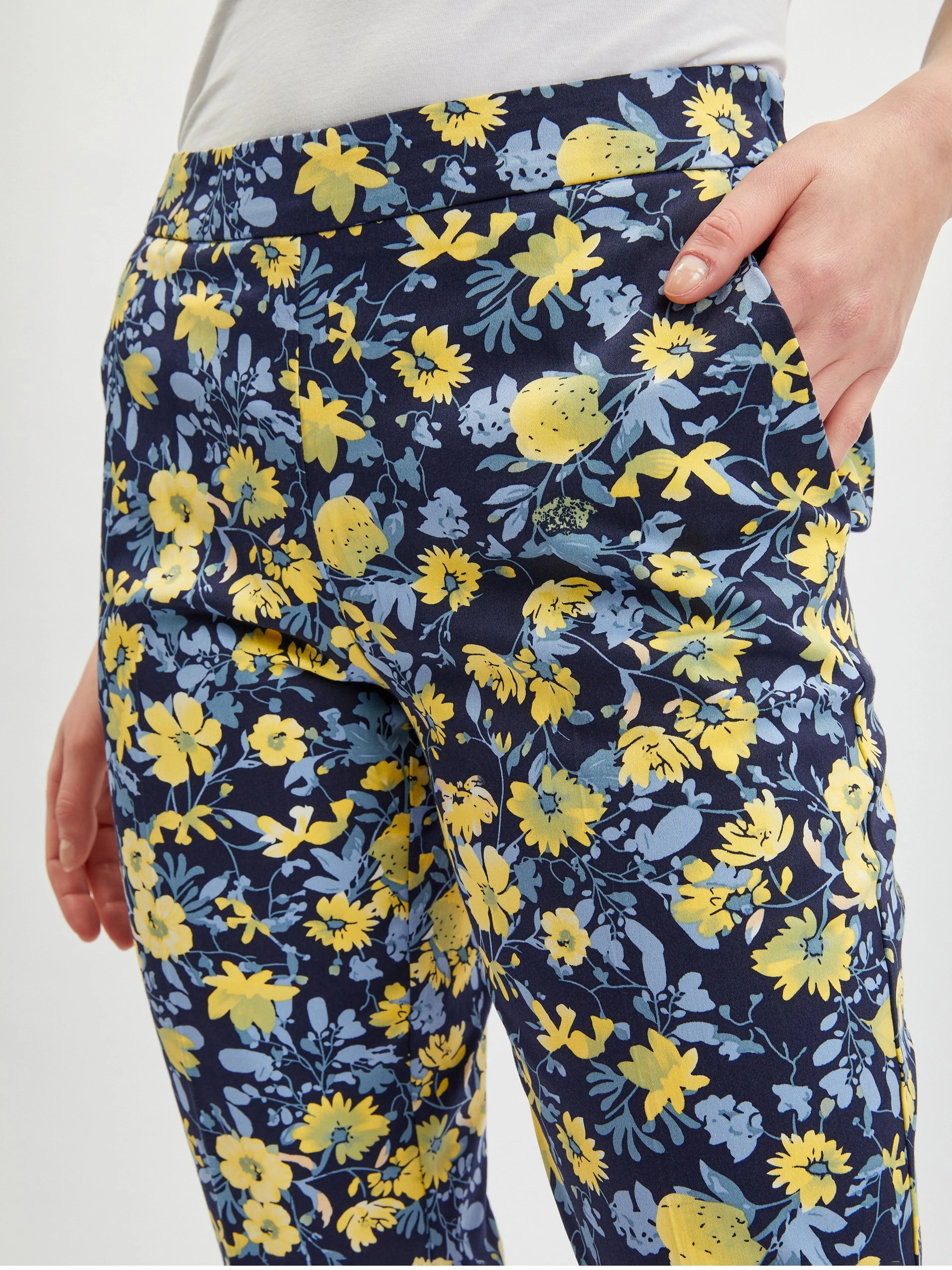 Gelbe und blaue geblümte Hose für Damen ORSAY