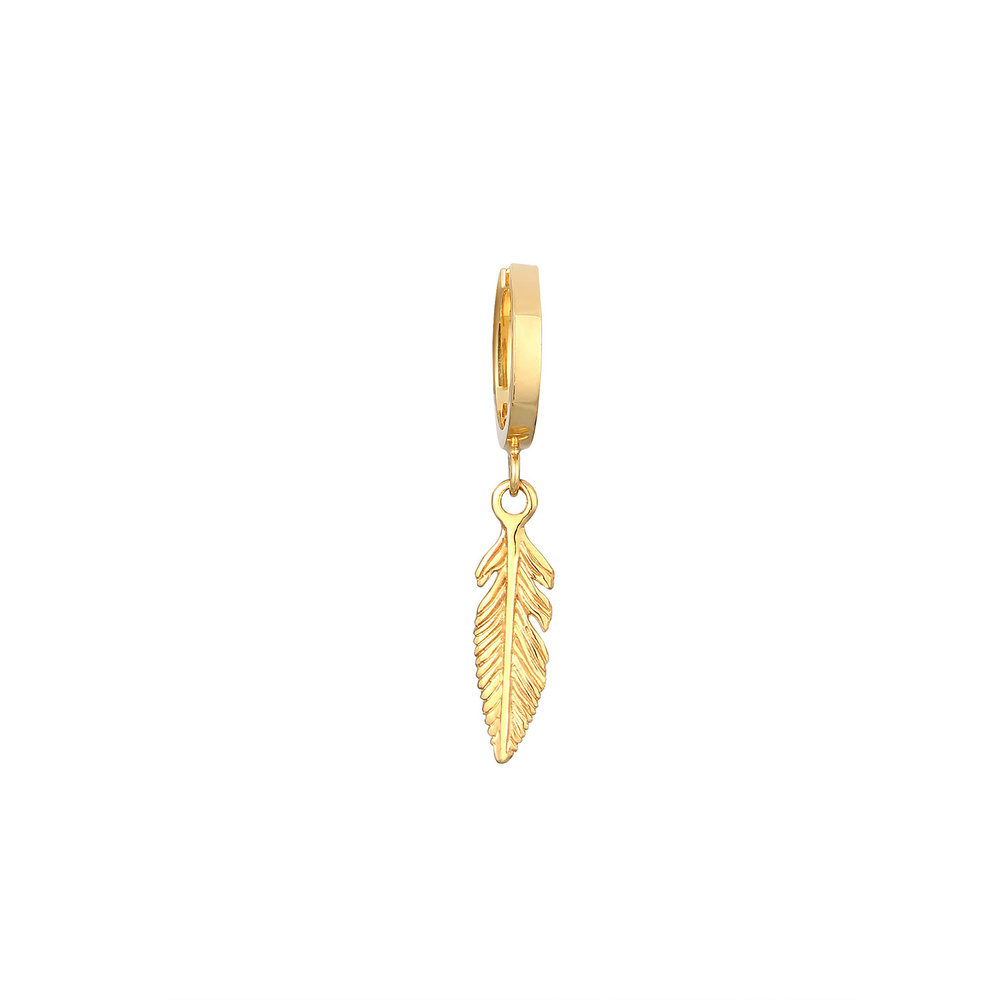 Elli Elli Boucles d'Oreilles Plume Nature Créole Boucles d'Oreilles Femme - (925/1000) Boucles d'oreilles