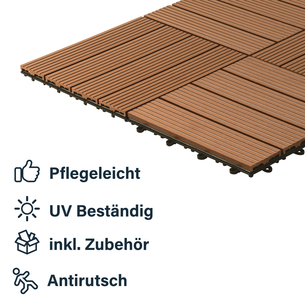 Home Deluxe WPC Holzfliesen BAVARO Hellbraun 12 m²