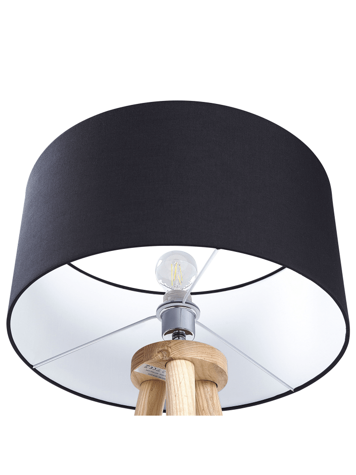 Beliani Stehleuchten NITRA in Schwarz/Heller Holzfarbton - (W) 45 x (H) 142 x (L) 45 cm günstig kaufen onesize