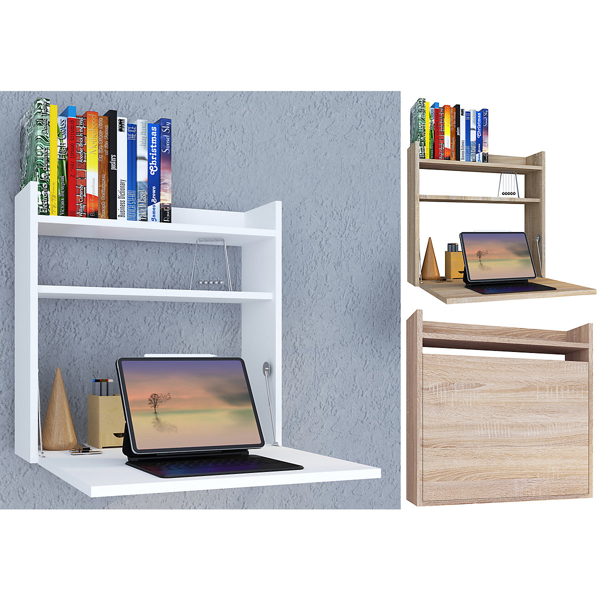 Holz Hänge Klapp Schreibtisch Wandschreibtisch Computertisch Ablage Dralis