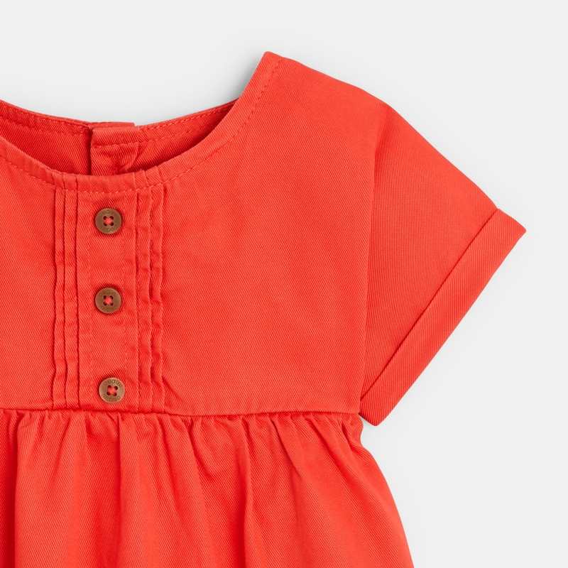 Robe coton fantaisie rouge bébé fille
