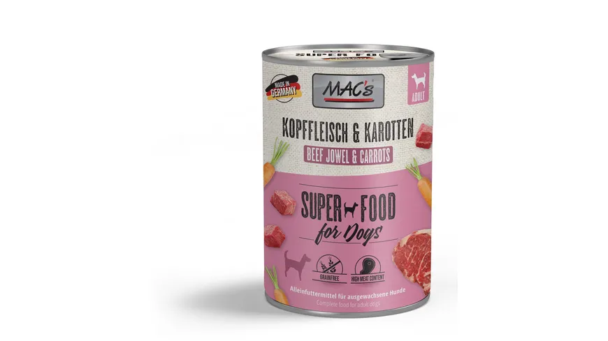 MAC's DOG Hundenassfutter Kopffleich & Karotten 400 g