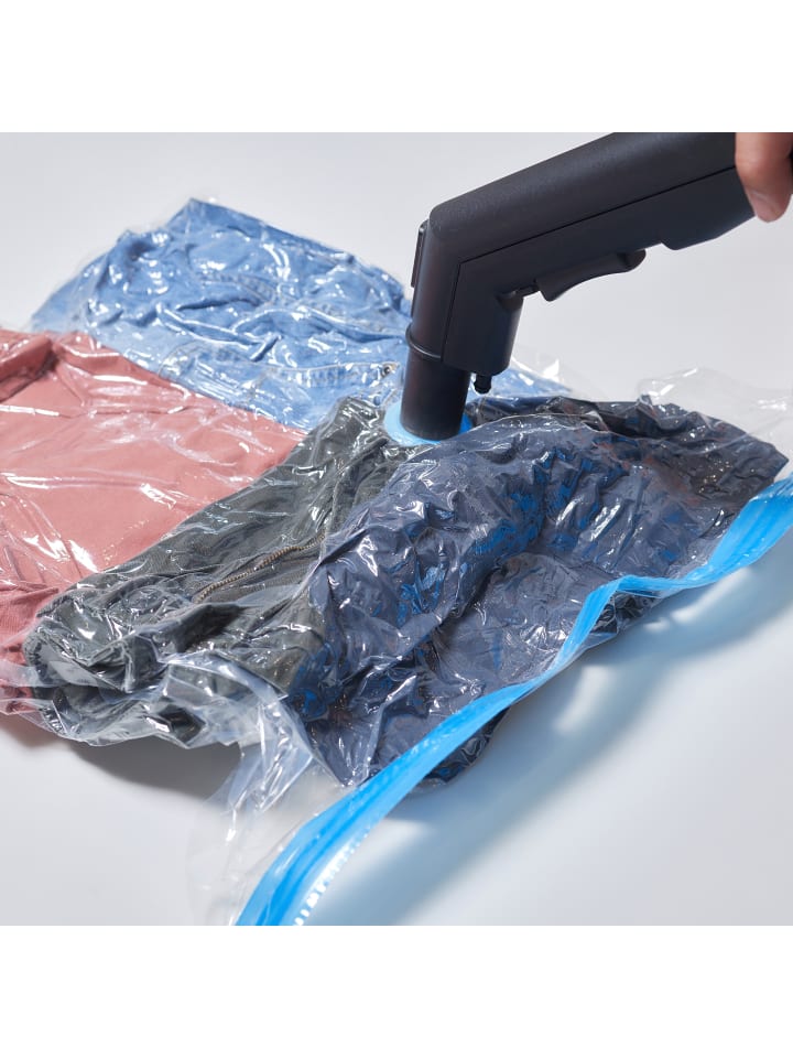 relaxdays 15 x Vakuumbeutel für Kleidung in Transparent/ Blau günstig kaufen onesize
