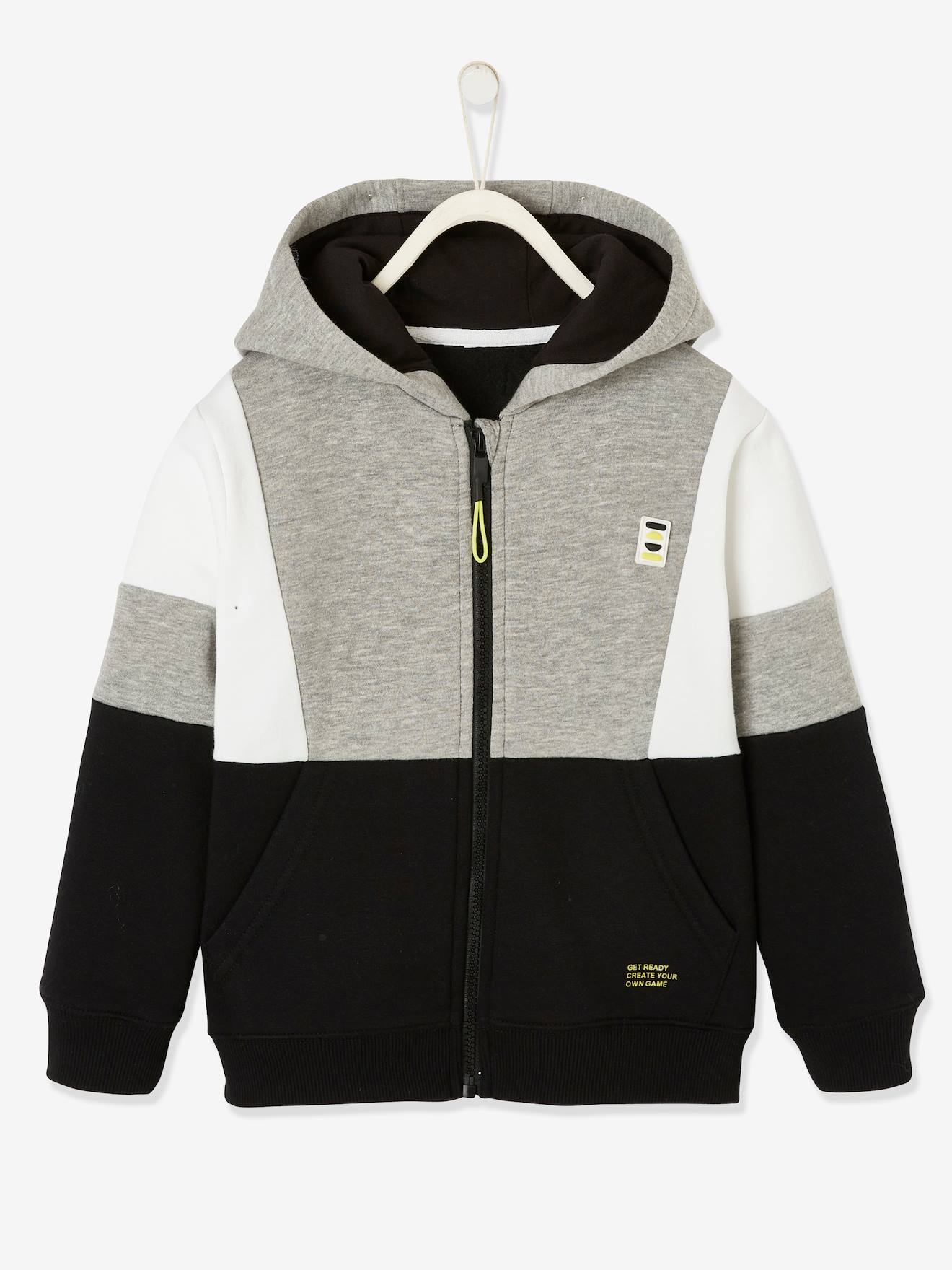 Sweat zippé colorblock sport garçon marron