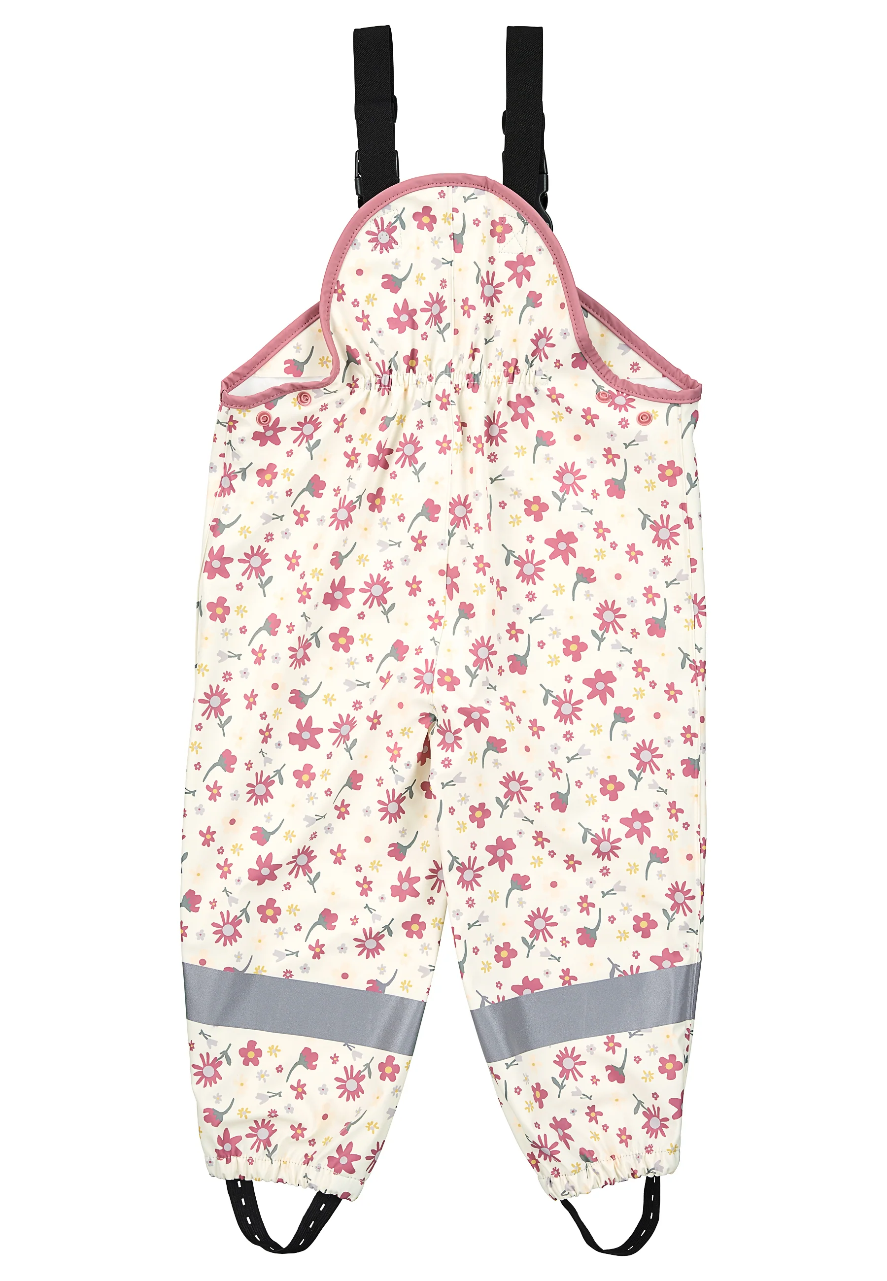 Regenträgerhose Blumen ungefüttert mit Reflektoren