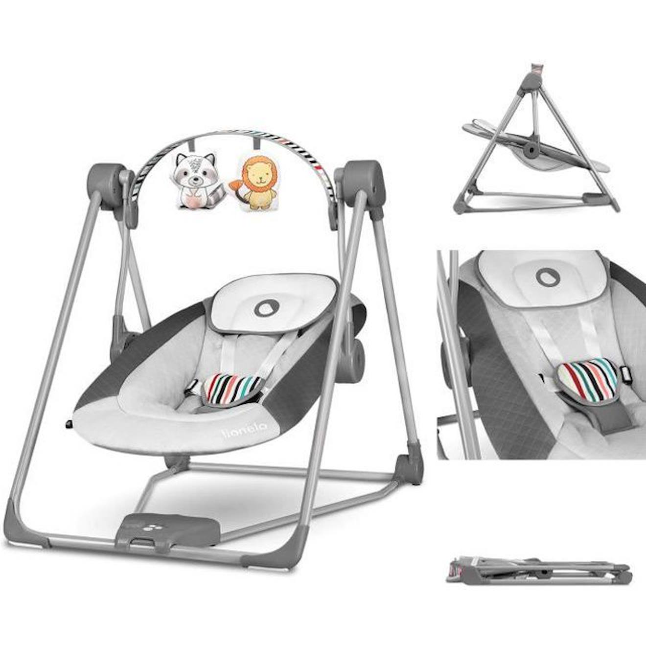 LIONELO Balancelle et transat bébé Otto sons nature 5 vitesses de bercement