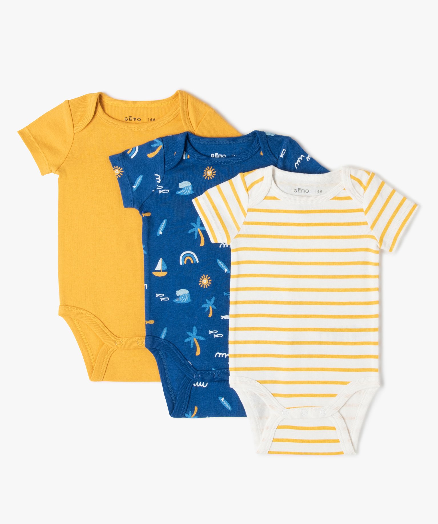 Body bébé à manches courtes thème marin 100% coton biolo... multicolore | GEMO