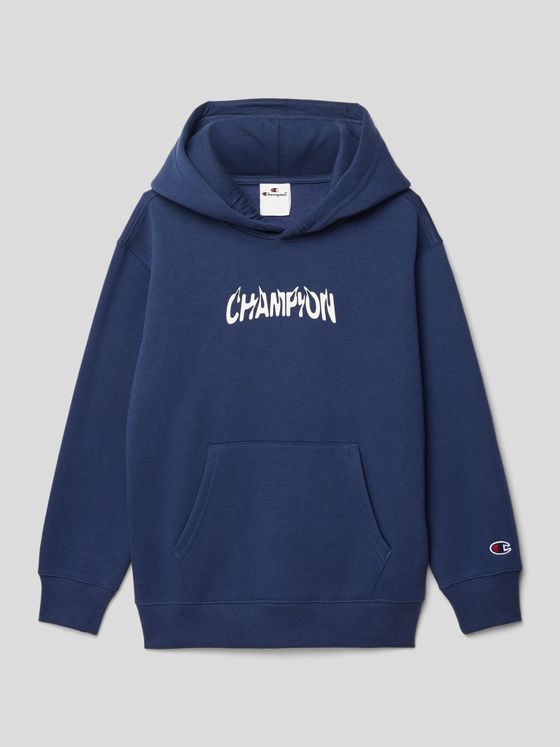 Hoodie mit Motiv- und Statement-Print Modell 'Rochester' in marineblau