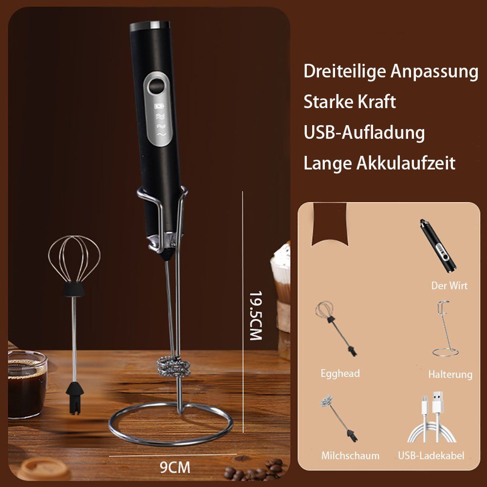 Blusmart Milchaufschäumer Elektrischer Doppel & Ballonquirl, 1 W, 3 Geschwindigkeiten Kaffeeaufschäumer