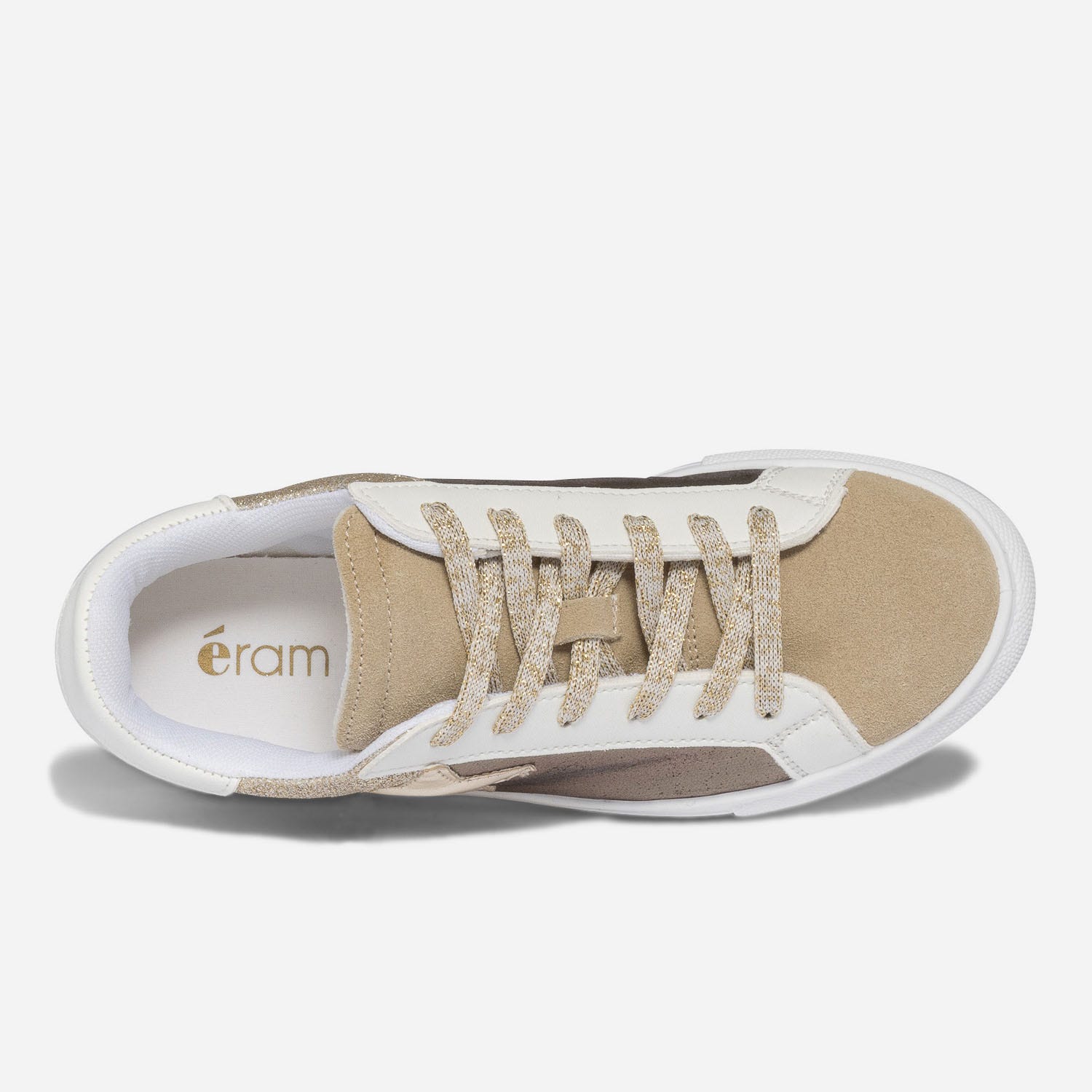 Tennis TEXTO beige, blanche et dorée à étoile
