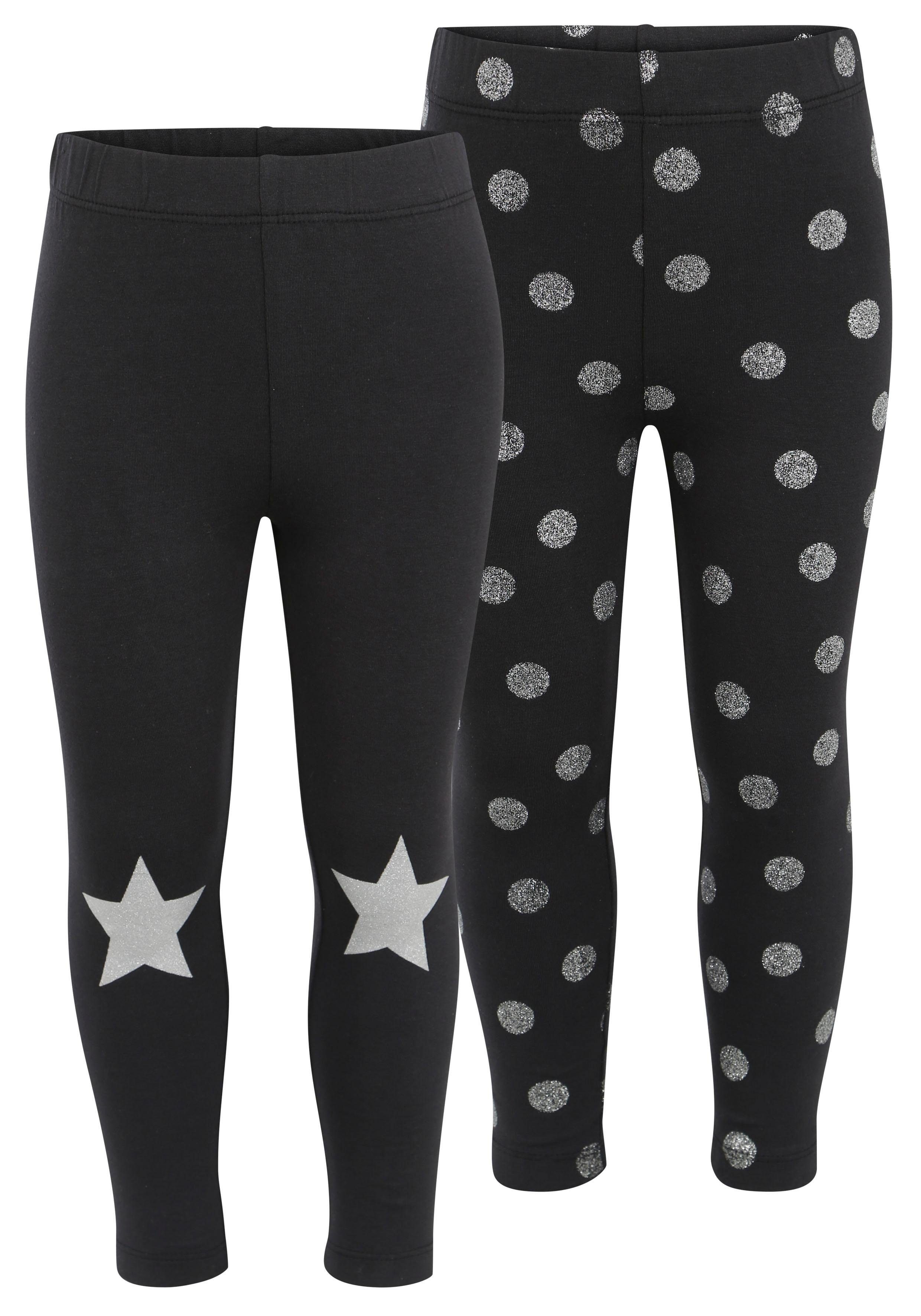 KIDSWORLD Leggings (Packung, 2-tlg) mit Glitzerdruck