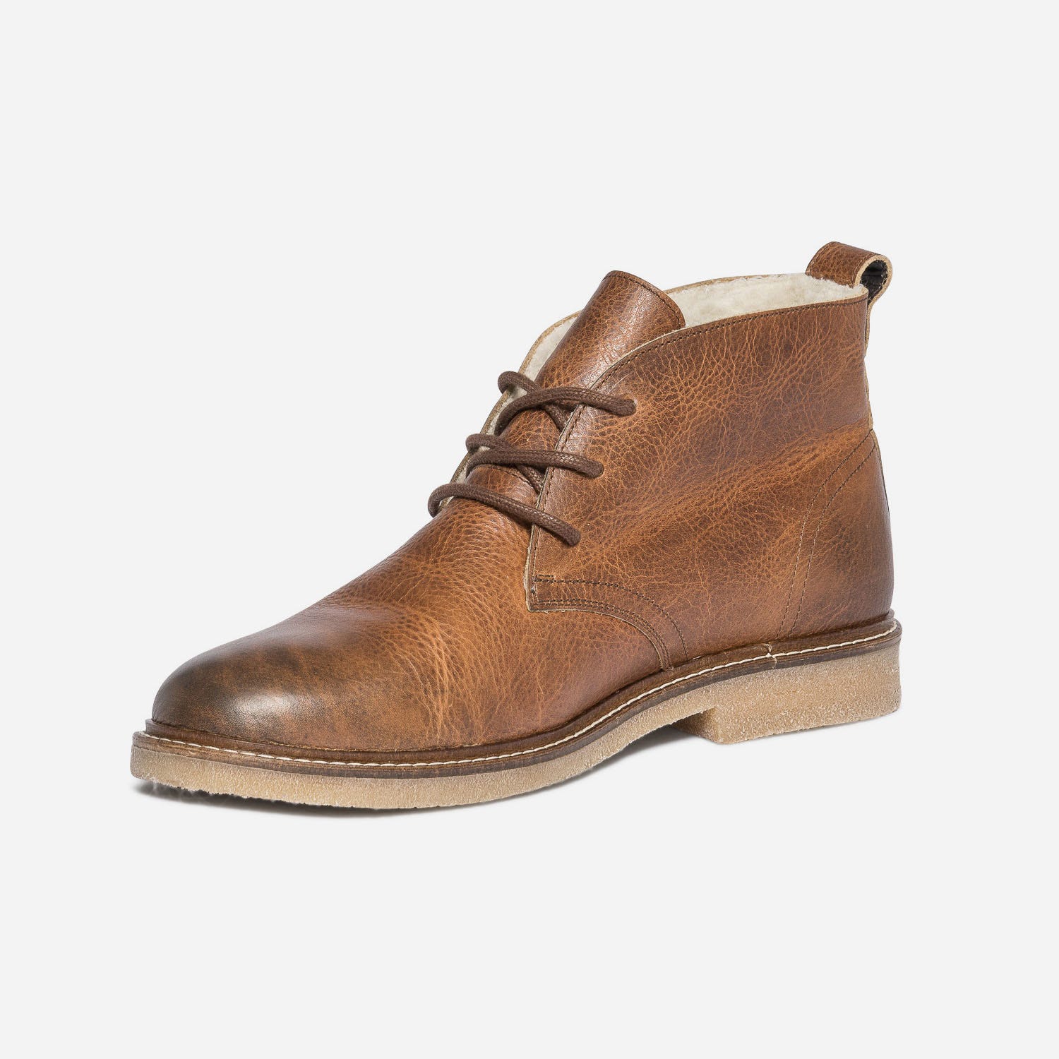 Desert boots fourré camel en cuir