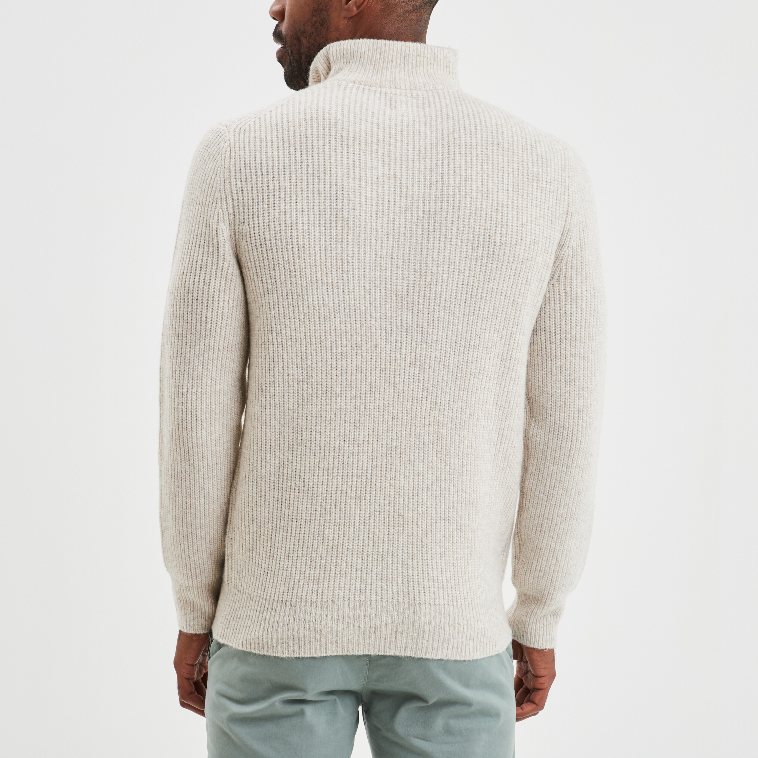 Pull camionneur côtelé beige homme | La Halle