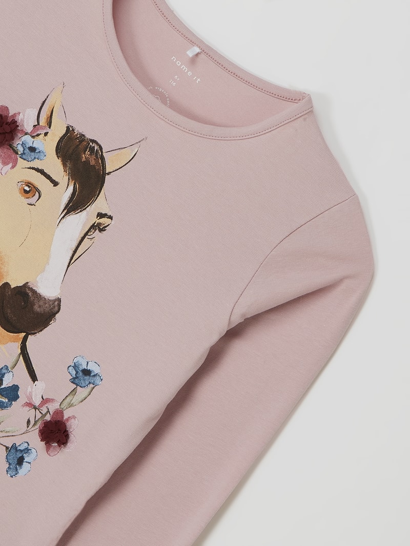 Longsleeve mit Print Modell 'Spirit' in flieder