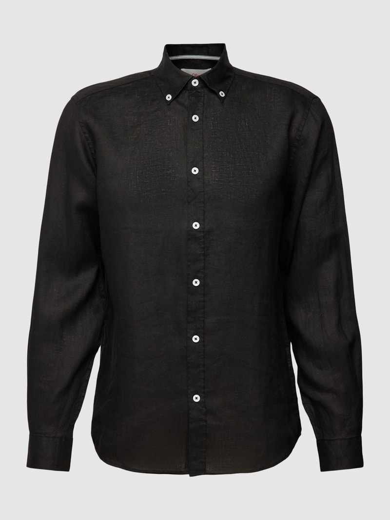 Freizeithemd mit Button-Down-Kragen in dunkelblau