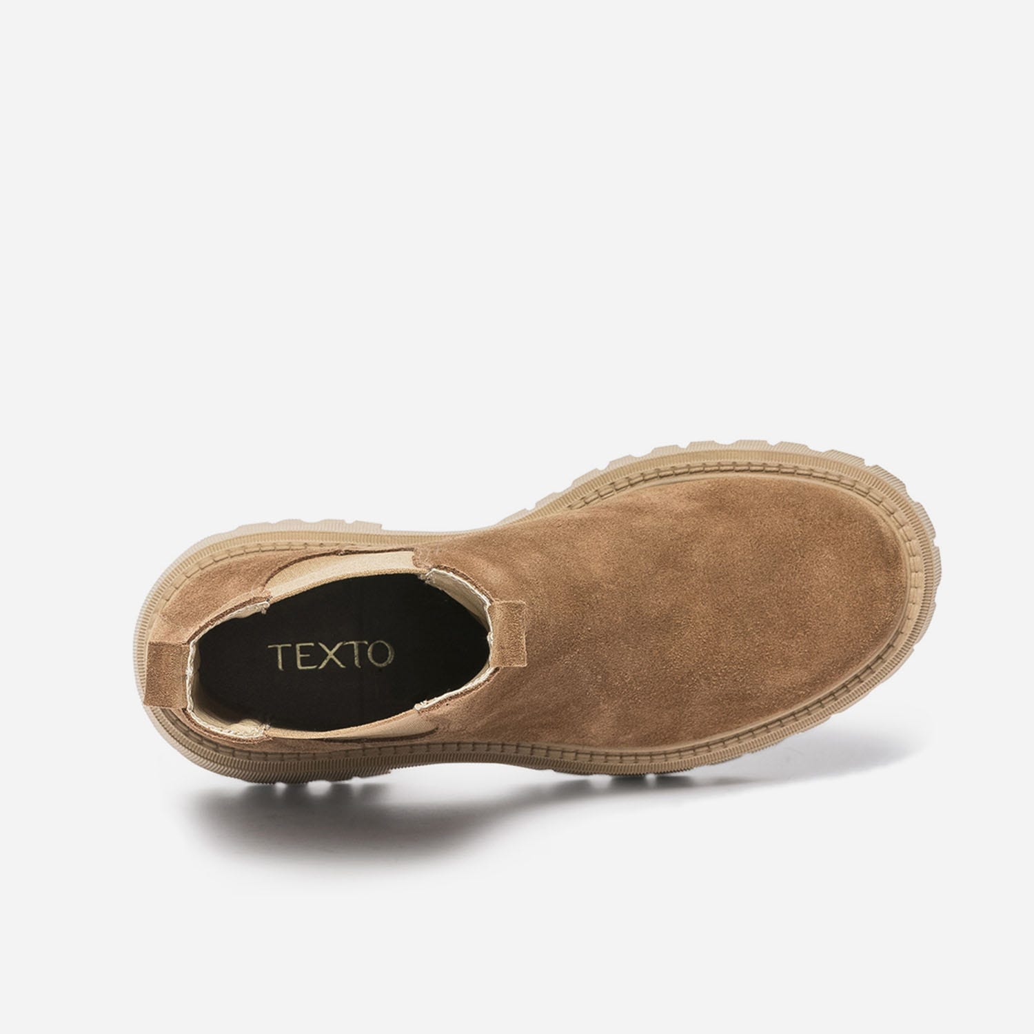 Chelsea boots cranté TEXTO camel cuir velours