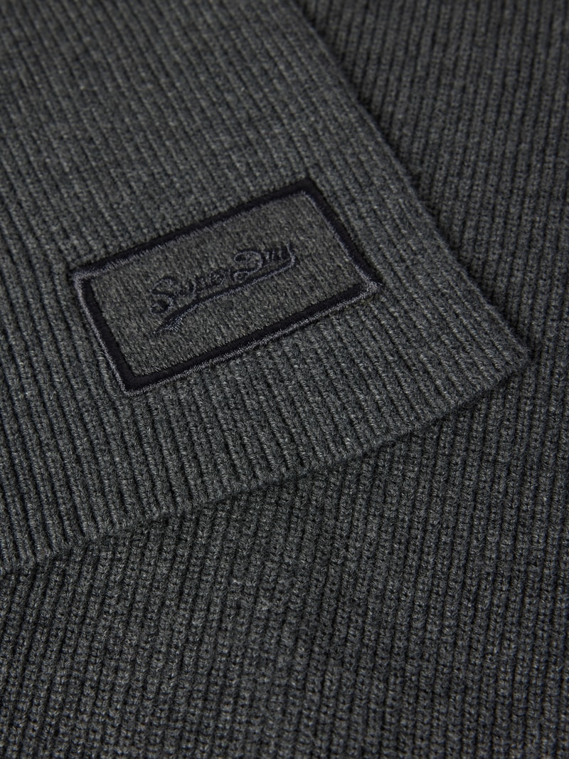 Schal mit Label-Stitching Modell 'VINTAGE LOGO' in anthrazit meliert
