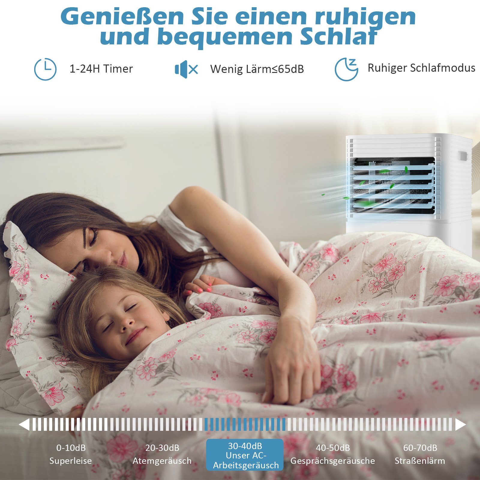 COSTWAY 3-in-1-Klimagerät, 9000BTU/2,6kW, für 52m³, Fernbedienung, 16℃-32℃